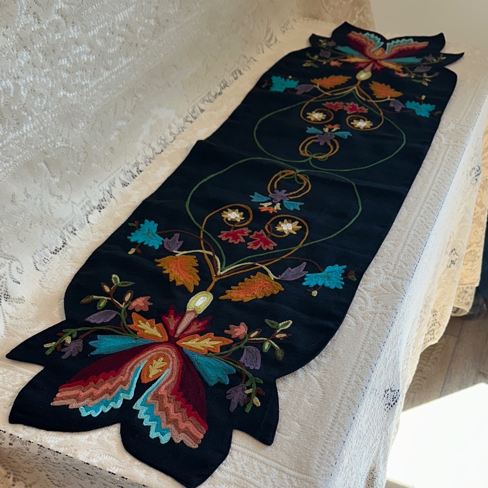 Floral embroidered Pier 1 Imports Table Runner